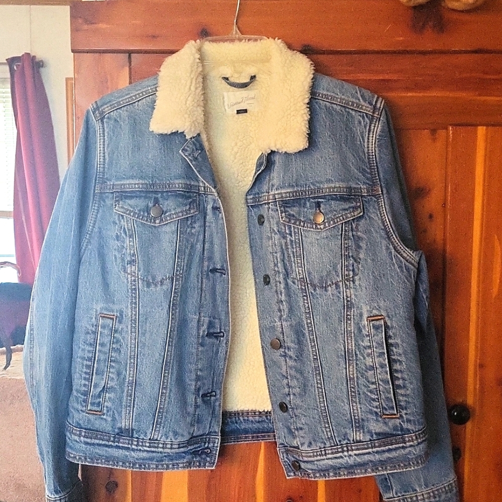 Fleece denim jacket.